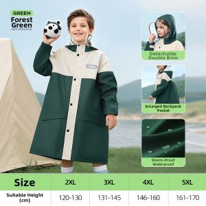 SLVGOODS | Childrens Raincoat With Backpack Space For Students Waterproof
