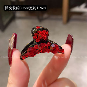 Red Diamond Embedded Hair Clip Womens Fashion Side Bangs Hair Accessories New Years Style Versatile Korean Version Headwear