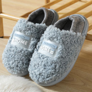 รองเท้าแตะผ้าฝ้ายแบบมีหัวเข็มขัดแบบหนาสำหรับฤดูหนาว รองเท้าแตะแบบสวมสำหรับใส่ในบ้านสำหรับทั้งชายและหญิง รองเท้าแตะแบบมีหัวเข็มขัดแบบมีพื้นนุ่ม