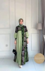 SABRINA DRESSS SAGE - DRESS TENUN - DRESS LEBARAN