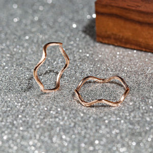 Cool Style Minimalist Special-Interest Design Elegant Asymmetrical 18K Rose Gold Ring Female Fashion Stylish Student Ins Fashion