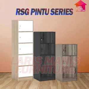 LEMARI RAK BUKU SERBAGUNA SUSUN 3 4 5 KAYU DENGAN KUNCI TERBARU MURAH LEMARI BUKU FIILING CABINET RSG PINTU