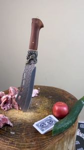 dao chặt xương gà vịt dao làm bếp đa năng dày dặn cán nhựa vân gỗ đầu rồng chắc chắn kèm bao da