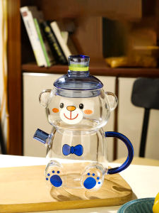 Adorable Cartoon Glass Water Bottle High Temperature Resistant Large Capacity 500ml-1000ml Korean Style Home Use Water Pot