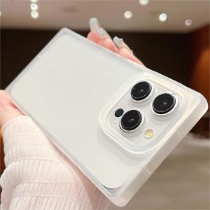 CrashStar Matte Square Straight Edge Transparent Soft Shockproof Phone Case For iPhone 16 15 14 Pro Max Plus 13 12 11 Pro Max Skin-friendly Frosted Clear Anti-fingerprint Phone Casing Cover Shell With Heightened Lens Camera Protection Hot Sale