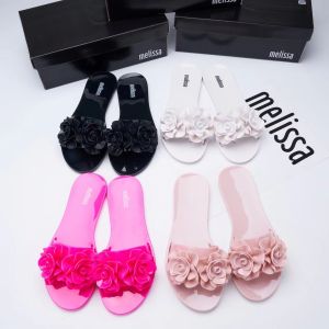 【ready stock】100% melissa Jelly shoes camellia one-word beach shoes womens sandals