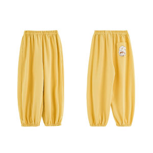 Spring Casual Cotton Blend Knitted Pants for Girls Childrens Fun Cute Simple Stylish Versatile Loose Fit Printed Trousers