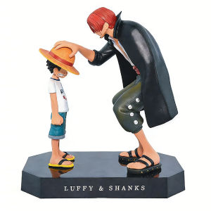 Bandai | 18cm One Piece Shanks Luffy Figure Anime Straw Hat Boy PVC Model Desktop Decor Collectible Statue Gift