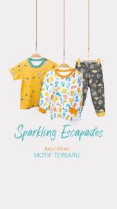 Velvet Junior Baju Bayi Set Pendek Celana Pendek Newborn Anak 4 tahun perempuan laki-laki