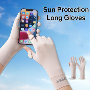 Sun Protection Gloves for Women Driving Summer Elastic Breathable Anti-Slip Flip Finger Touchscreen Cycling Outdoor Long Gloves