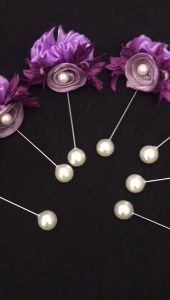 Handmade Pearl Corsage Purple Flower Brooch Elegant Wedding Prom Boutonniere Exclusive Design by Sammy’s Creation