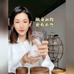 Singapore Acacia Knob cover Transparent Sealed Coffee Bean Jar Food Storage Glass