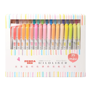 Bộ Bút Đánh Dấu ZEBRA Mildliner Highlander 35 Màu Pastel Mềm Mại Hai Đầu WKT7 Dùng Để Tô Màu & Đánh Dấu Văn Phòng Phẩm Kawaii