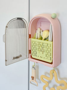Hộp Đựng Thìa Treo Tường Bằng Nhựa Chống Mốc Đựng Thìa Nhà Bếp Thiết Kế Mới 2025 Hộp Đựng Đồ Dùng Nhà Bếp Hình Hoạt Hình