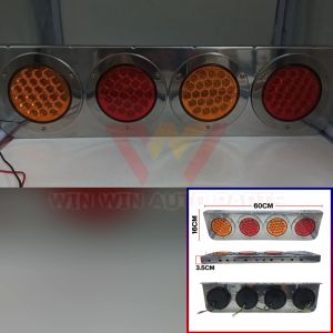 Universal Lampu Belakang 12V~24V Tail Lamp LED Light Chrome Round Red/Whiite/Yellow  Lori/Trailer/Truck 1Pcs 60CM