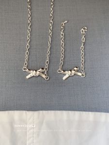 Romantic Dialogue Butterfly Knot Chain Layered Bracelet Necklace Choker Korean Style Fashion Jewelry for Women Geometric Pattern