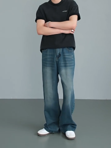 กางเกงวินเทจชาย ยีนส์ผู้ชายขากระบอก เนื้อผ้ายีนส์ล้างน้ำ ทรงหลวม วินเทจชาย กางเกงยีนขากระบอก กางเกงยีนส์ชาย Man Clothing baggy fit