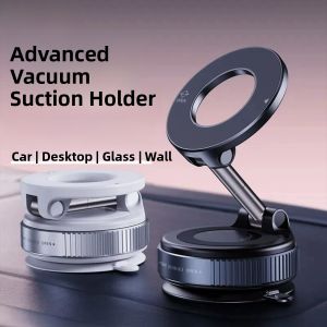 Black Tech Car Mounts Vacuum Suction Cup Magnetic Holder Vehicle Phone Stand for Car Navigation Transparent Front Windshield