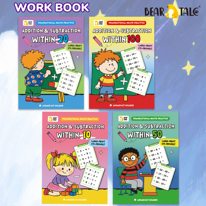 BEAR TALE Kids Math Workbooks Set within 10/20/50/100 Addition ...