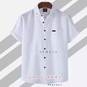 Baju Kemeja Polos Pria Kasual Kemeja Polos Jumbo XXXL Big Size Kemeja Hem formal