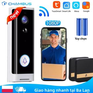 Camera Chuông Cửa Video Tuya WiFi 1080P HD Có Pin An Ninh Nhà Thông Minh Xem Đêm Tương Thích Với Alexa & Google