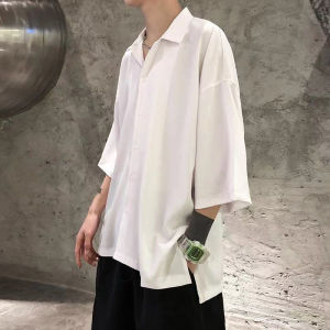 Ice Silk Drape White Shirt: A Handsome Men's Summer Outfit