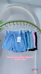 New Arrival Loose Maong Short for Girls 5-12Y Korean Style Lace Ribbon Button Design Garterized Casual Short for Kids