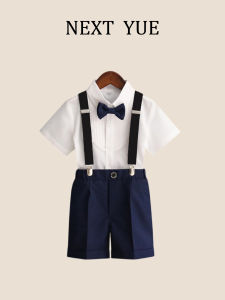 next Yue Boys Summer Short Sleeve Suit Performance Pantsuit Stylish British Style Cotton Childrens Clothing Set for Boys