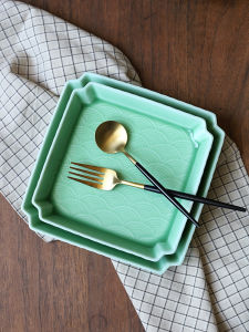 Đĩa Đựng Salad Trái Cây Sáng Tạo Bằng Gốm Xanh Licheng Dùng Trong Gia Đình Đĩa Đựng Thức Ăn Lạnh Hình Vuông Sâu Đồ Dùng Ăn Uống