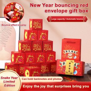 2025 New Year Red Packet Bounce Box Creative Surprise Explosion Gift Box Gift Box Multifunctional Photo Album Box Surprise Gift Box
