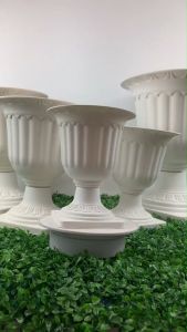 กระถางโรมัน ทรงขาสั้น กระถางพลาสติกสีขาวกระถางปลูกต้นไม้ แจกันจัดดอกไม้ทรงสูง แจกันดอกไม้ปลอม