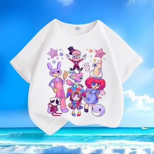 Bandai | The Amazing Digital Circus Children Casual T-Shirt Light Cotton Short Sleeve Tees Boys Girls All Seasons Anime Outfit Gift