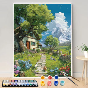 Bộ Tranh Tô Màu Theo Số 40x50cm - Phong Cảnh Thiên Nhiên Nông Thôn Tự Làm Quà Tặng Trang Trí Nhà Cửa - Bộ Dụng Cụ Vẽ Dễ Thực Hiện