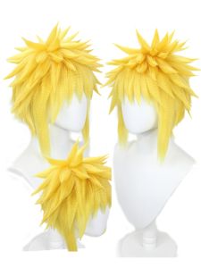 Golden Yellow Explosive Head Corn Cob Mustache Cosplay Wig for Naruto Wave Water Door Character Instant Hair Extension