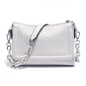 ZENCY | Zency 2024 New Fashion Acrylic Chain Handbags Soft Leather Top-handle Bag For Women Luxury Small Underarm Bag White Crossbody
