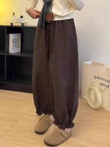 AIYITI | Retro Coffee Brown Loose Casual Balloon Trousers