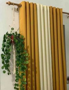 Curtains Plain/Katrina Fabric Sold Per piece 3-in-1 3pcs/6 Feet/7 Feet (SET 1 PLAIN Curtains)