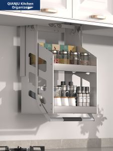 QIANJU | Vertical Pull-down Cabinet Organizer with Buffering