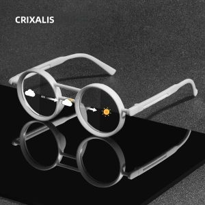 Kính Râm Tròn Dành Cho Nữ Photochromic Cổ Điển Vintage Khung Đen Trắng UV400 Tròng Kính Chống Phản Chiếu Khi Đi Du Lịch Biển 16+