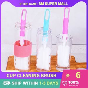 【Special】Long Handle Cleaning Brush Detachable Sponge for Feeding Bottle Water Cup Glass Wine Bottle Mug Plastic Clean Home Use