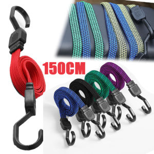 150cm chịu mài mòn dày cao su đàn hồi Móc Hành Lý Tie-xuống dây xe đạp ghế sau xe mô tô Tie-xuống chống gỉ kim loại Móc Đôi hàng hóa lưu trữ thể hiện Giao thông vận tải cố định móc dây phụ kiện xe máy
