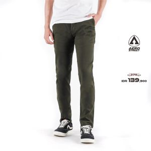 Aerostreet Chinos Panjang Elvano Hijau Army Celana Chino EAAAA