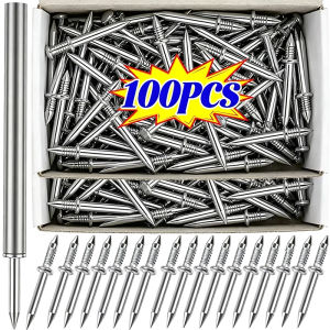 100/200pcs Double-Headed Wall Nails / Non-marking Invisible Metal Expansion Nail / for Wooden Photo Frame / Thickened Skirting Thread Fixator Screws with Sleeve