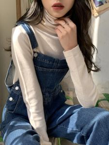 Spring Autumn High Waist Denim Overalls Womens Student Loose Korean Style Harem Pants Slimming One-Piece Suit Casual Trousers