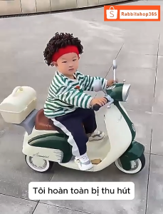 Xe máy điện trẻ em Vespa kết nối Blutooth 2 chỗ ngồi chân ga có đèn nhạc XM-ML801