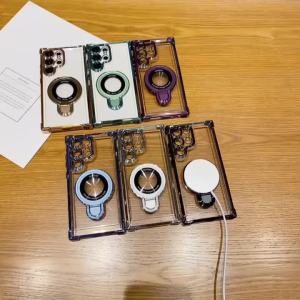 Stylish 360° Magnetic Ring Stand Clear Case for Samsung Galaxy S26 S25 S24 S23 S22 Ultra Plus Camera Protection Anti-Drop Cover