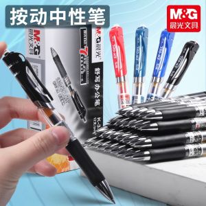 Morning Light Neutral Pen Water Pen Office Supplies Signature Pen Water-Based Black Ink 0.5mm Press Type K35 Bullet Head Ballpoint Pen Blue Black Red