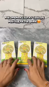 DRHL0780 Kipas Tangan Mini Karakter Bebek Kipas Angin USB Cas Ulang Bisa Di Genggam Dan Duduk