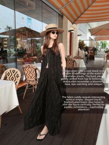 MEIYANG | Dark Stripes Black Rose Lyocell Dress