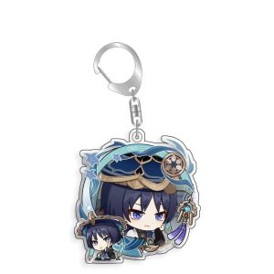 Bandai | For Genshin Impact Furina Aether Wanderer Acrylic Selfmade Keychain Cute Backpack Pendant Key Chain Game Fans Gift Ornaments 5cm